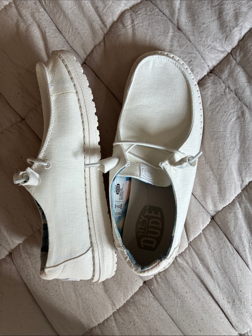 Hey Dude Cream Canvas Wendy Slip-Ons